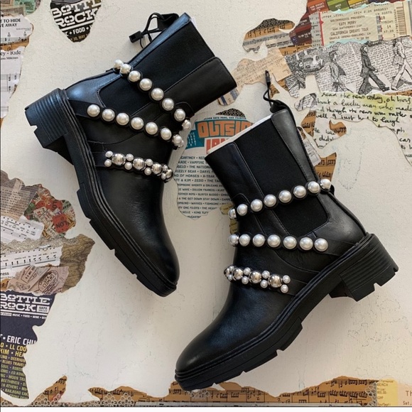 LAST ONE ZARA US 6.5 Pearl strap leather booties - Picture 14 of 16